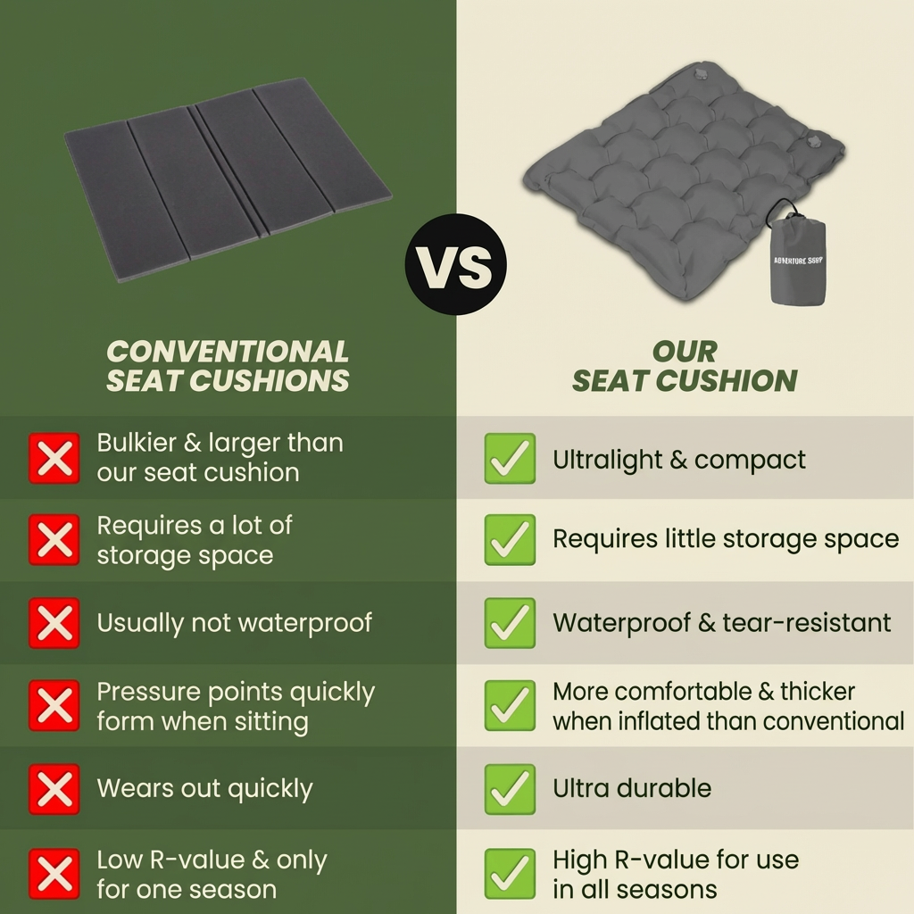 Ultra-lightweight and compact seat cushion – for comfortable sitting in any situation